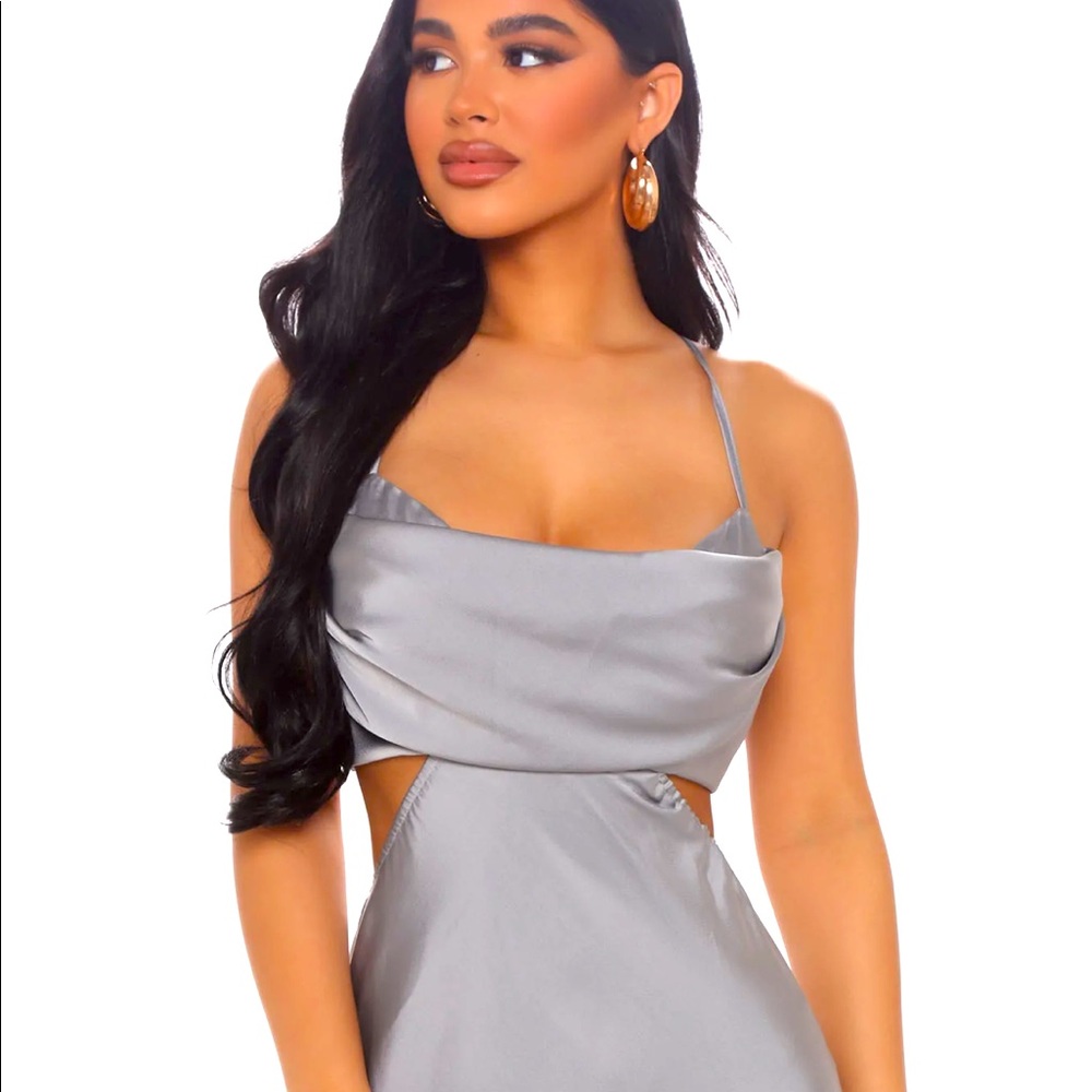 Parisian affair satin maxi dress- blue
